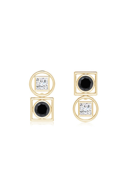 NATORI Buy Infinity 14K Gold with Black & White Diamond Two Stone Studs in 14K Yellow Gold Online