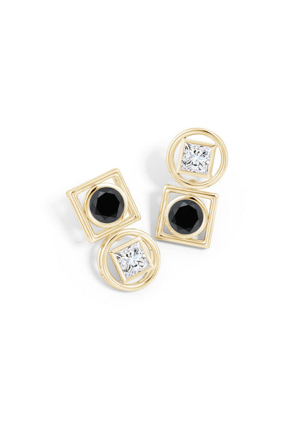 NATORI Buy Infinity 14K Gold with Black & White Diamond Two Stone Studs in 14K Yellow Gold Online