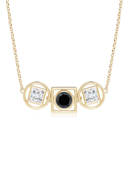 NATORI Buy Infinity 14K Gold with Black & White Diamond Three Stone Necklace in 14K Yellow Gold Online