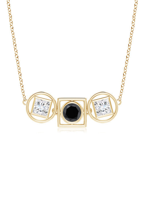 NATORI Buy Infinity 14K Gold with Black & White Diamond Three Stone Necklace in 14K Yellow Gold Online