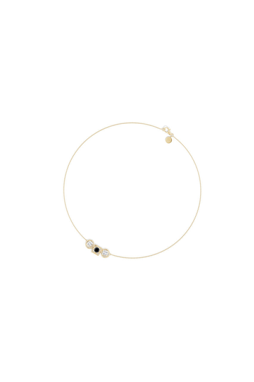 NATORI Buy Infinity 14K Gold with Black & White Diamond Three Stone Necklace in 14K Yellow Gold Online