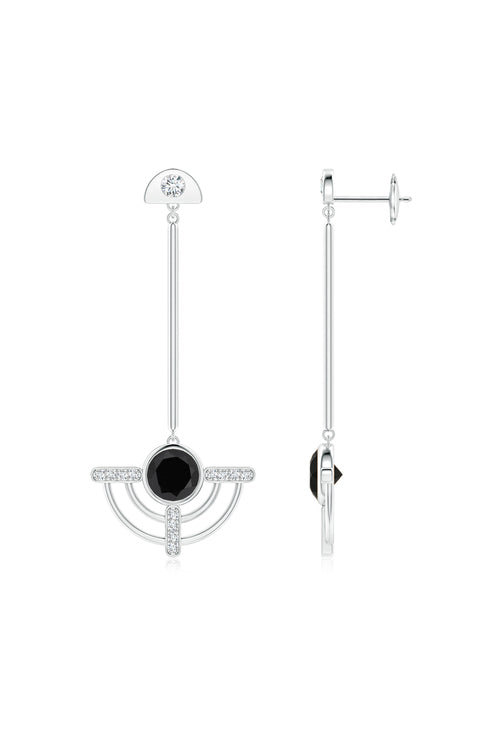 NATORI Buy Infinity Half Concentric 14K Gold and Black Onyx Dangle Earrings in 14K White Gold Online