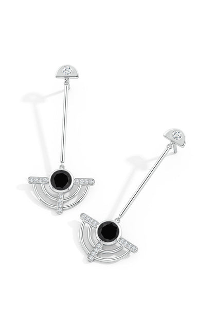 NATORI Buy Infinity Half Concentric 14K Gold and Black Onyx Dangle Earrings in 14K White Gold Online
