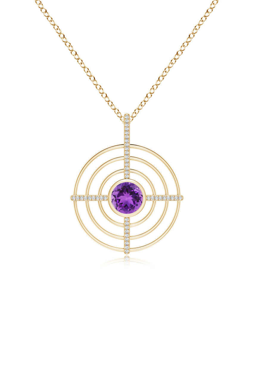 NATORI Buy Infinity Concentric Circle 14K Gold and Amethyst Pendant Necklace in 14K Yellow Gold Online