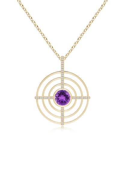 NATORI Buy Infinity Concentric Circle 14K Gold and Amethyst Pendant Necklace in 14K Yellow Gold Online