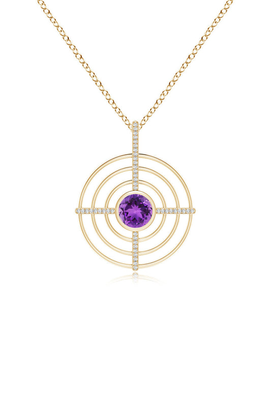NATORI Buy Infinity Concentric Circle 14K Gold and Amethyst Pendant Necklace in 14K Yellow Gold Online