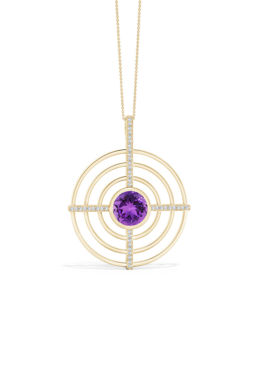 NATORI Buy Infinity Concentric Circle 14K Gold and Amethyst Pendant Necklace in 14K Yellow Gold Online