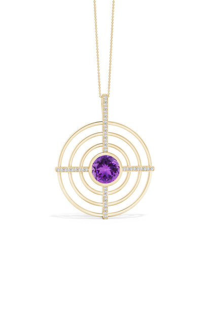 NATORI Buy Infinity Concentric Circle 14K Gold and Amethyst Pendant Necklace in 14K Yellow Gold Online