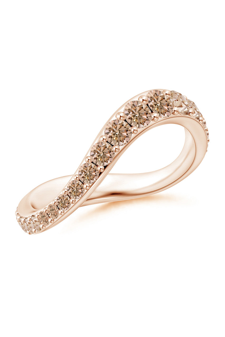 NATORI Buy Shangri-La Brushstroke 14K Gold and Coffee Diamond Full Eternity Stacking Ring in 14K Rose Gold Online