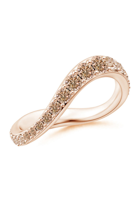 NATORI Buy Shangri-La Brushstroke 14K Gold and Coffee Diamond Full Eternity Stacking Ring in 14K Rose Gold Online
