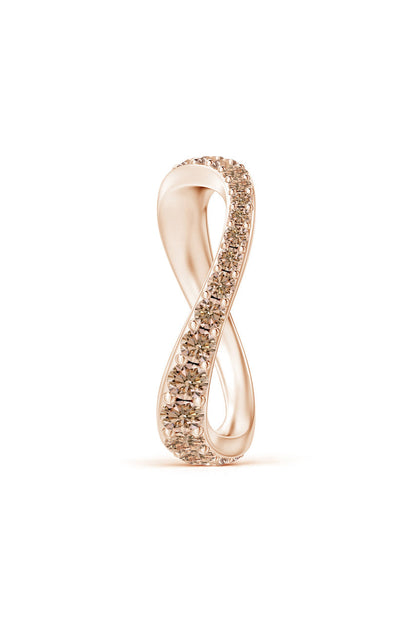 NATORI Buy Shangri-La Brushstroke 14K Gold and Coffee Diamond Full Eternity Stacking Ring in 14K Rose Gold Online