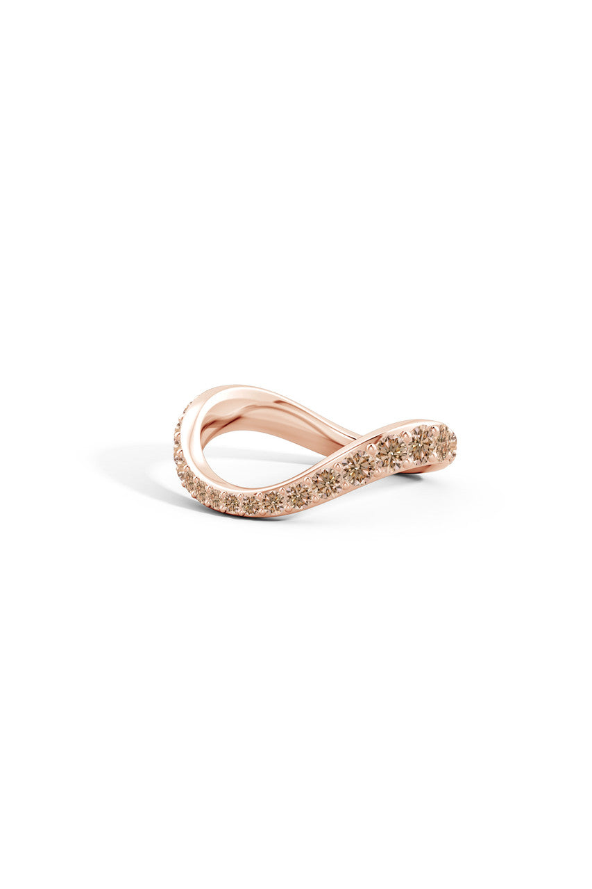 NATORI Buy Shangri-La Brushstroke 14K Gold and Coffee Diamond Full Eternity Stacking Ring in 14K Rose Gold Online