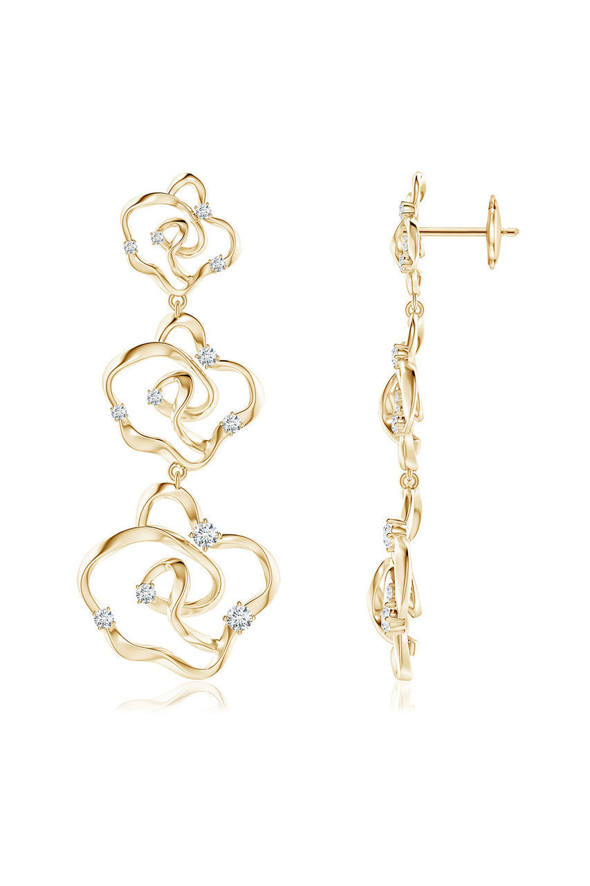 NATORI Buy Sakura 14k Tapered Diamond Dangle Earrings in 14K Yellow Gold Online
