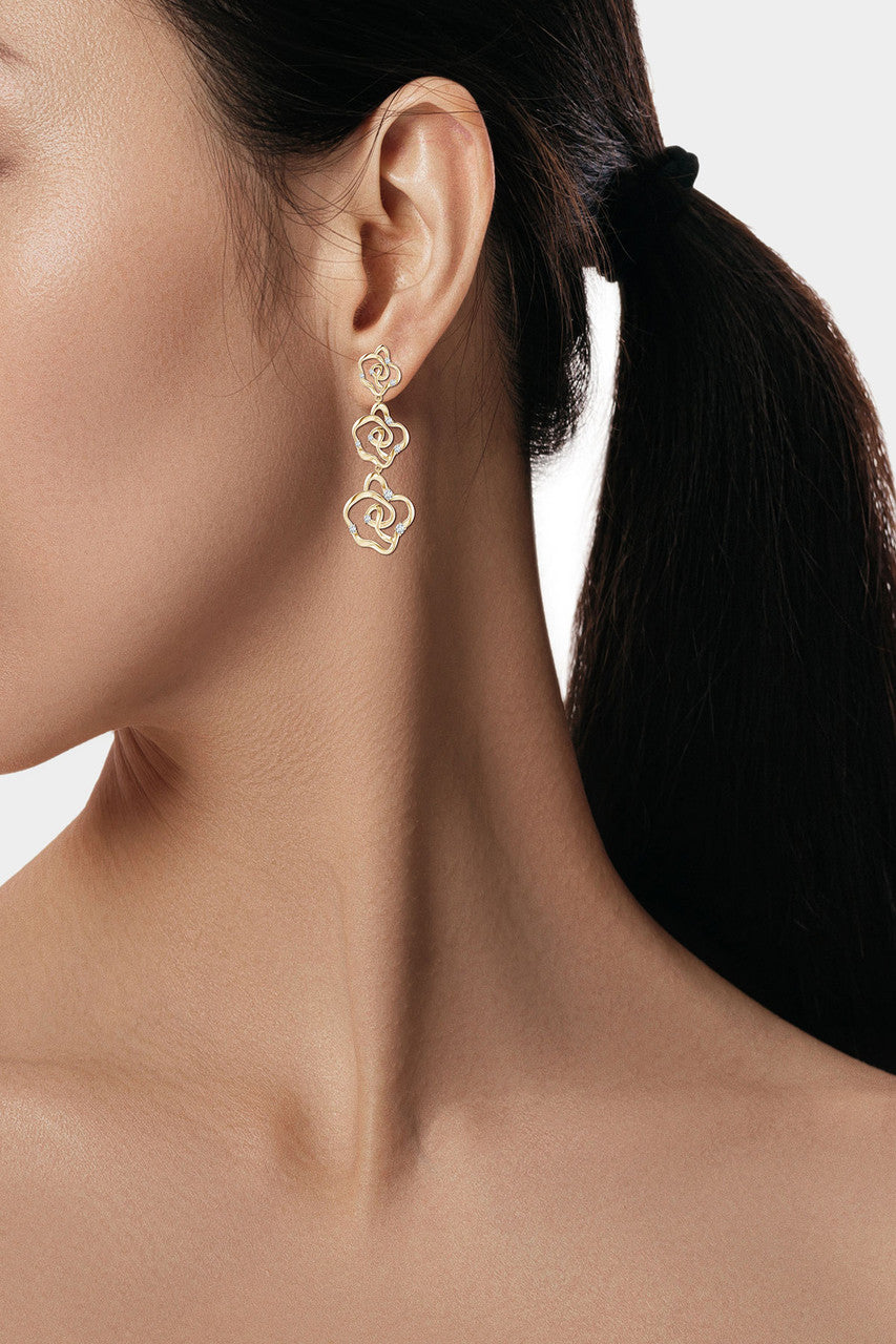 NATORI Buy Sakura 14k Tapered Diamond Dangle Earrings in 14K Yellow Gold Online