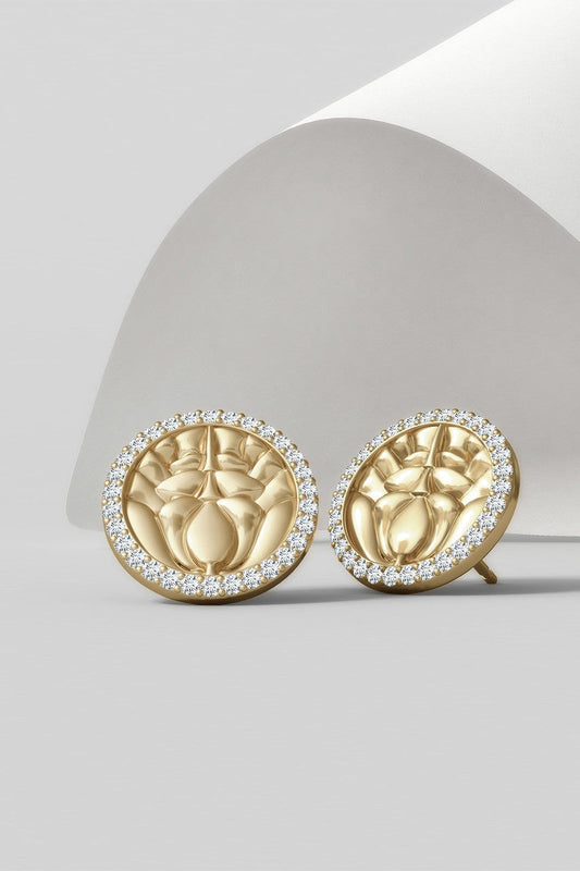 NATORI Buy Kamon 14k Diamond Stud Earrings in 14K Yellow Gold/Diamonds Online