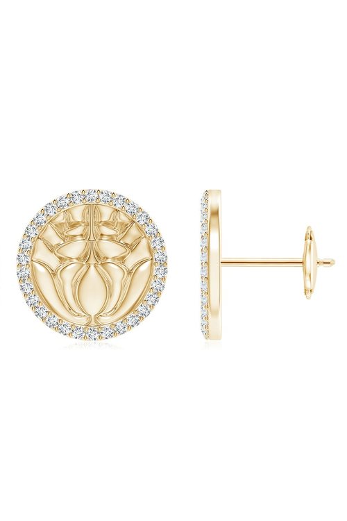 NATORI Buy Kamon 14k Diamond Stud Earrings in 14K Yellow Gold/Diamonds Online