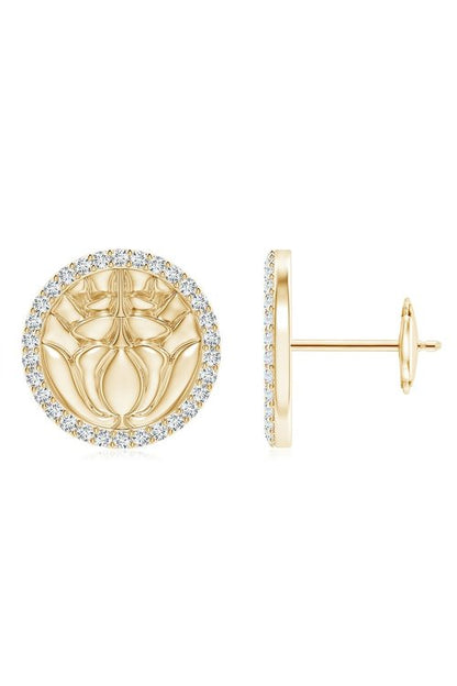 NATORI Buy Kamon 14k Diamond Stud Earrings in 14K Yellow Gold/Diamonds Online