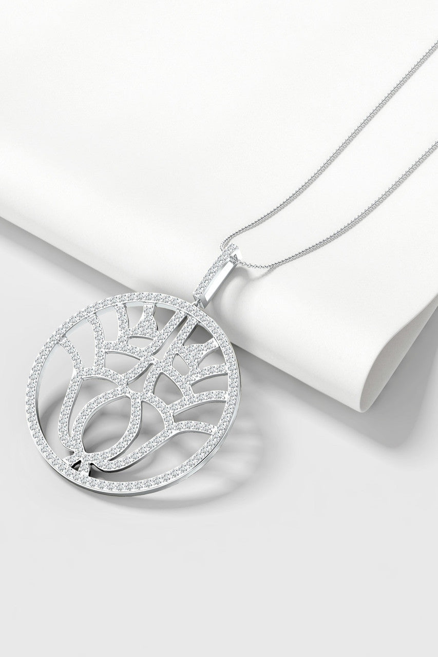 NATORI Buy Kamon 14k Open Diamond Pendant Necklace in 14K White Gold Online