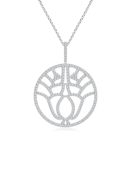 NATORI Buy Kamon 14k Open Diamond Pendant Necklace in 14K White Gold Online