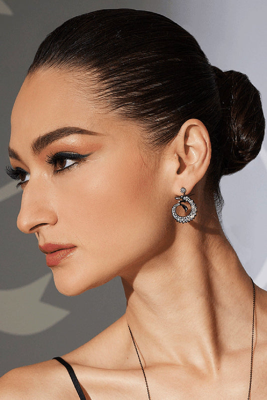 NATORI Buy Dragon Lab-Grown Diamond Silver Drop Earrings in Midnight Silver Online