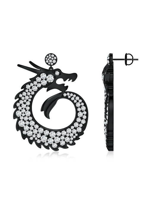 NATORI Buy Dragon Lab-Grown Diamond Silver Drop Earrings in Midnight Silver Online
