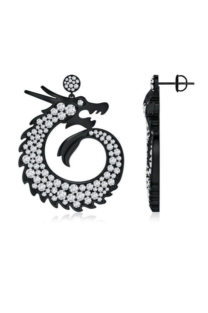 NATORI Buy Dragon Lab-Grown Diamond Silver Drop Earrings in Midnight Silver Online