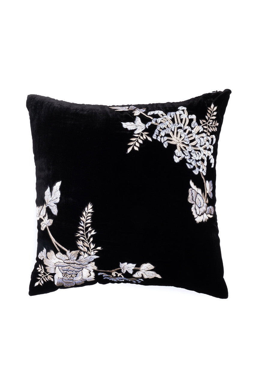 NATORI Buy Velvet Mandarin Embroidered Trim Pillow in Black Online