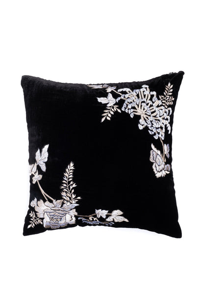 NATORI Buy Velvet Mandarin Embroidered Trim Pillow in Black Online
