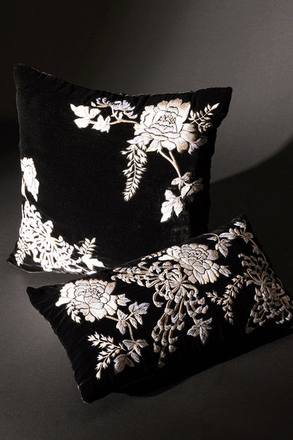 NATORI Buy Velvet Mandarin Embroidered Trim Pillow in Black Online