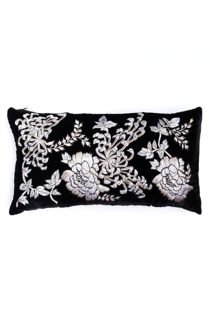 NATORI Buy Velvet Mandarin Embroidered Oblong Pillow in Black Online