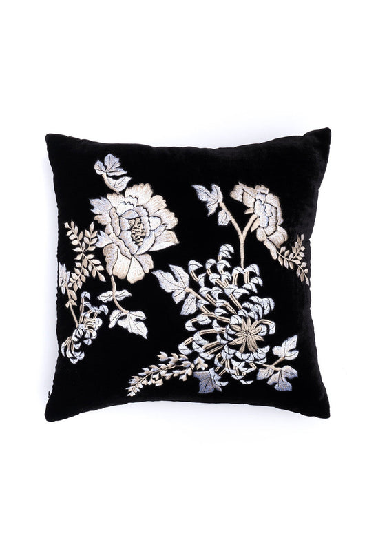 NATORI Buy Velvet Mandarin Embroidered Pillow in Black Online