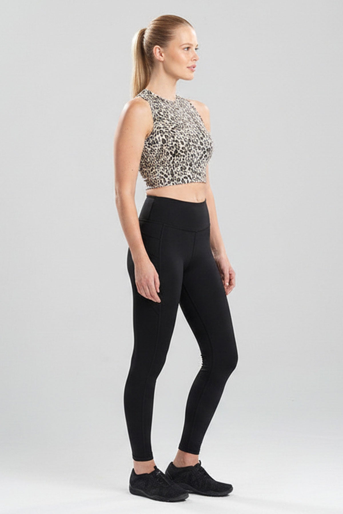 NATORI Buy Getaway Crop Halter Jacqaurd Top in Natural Black Online