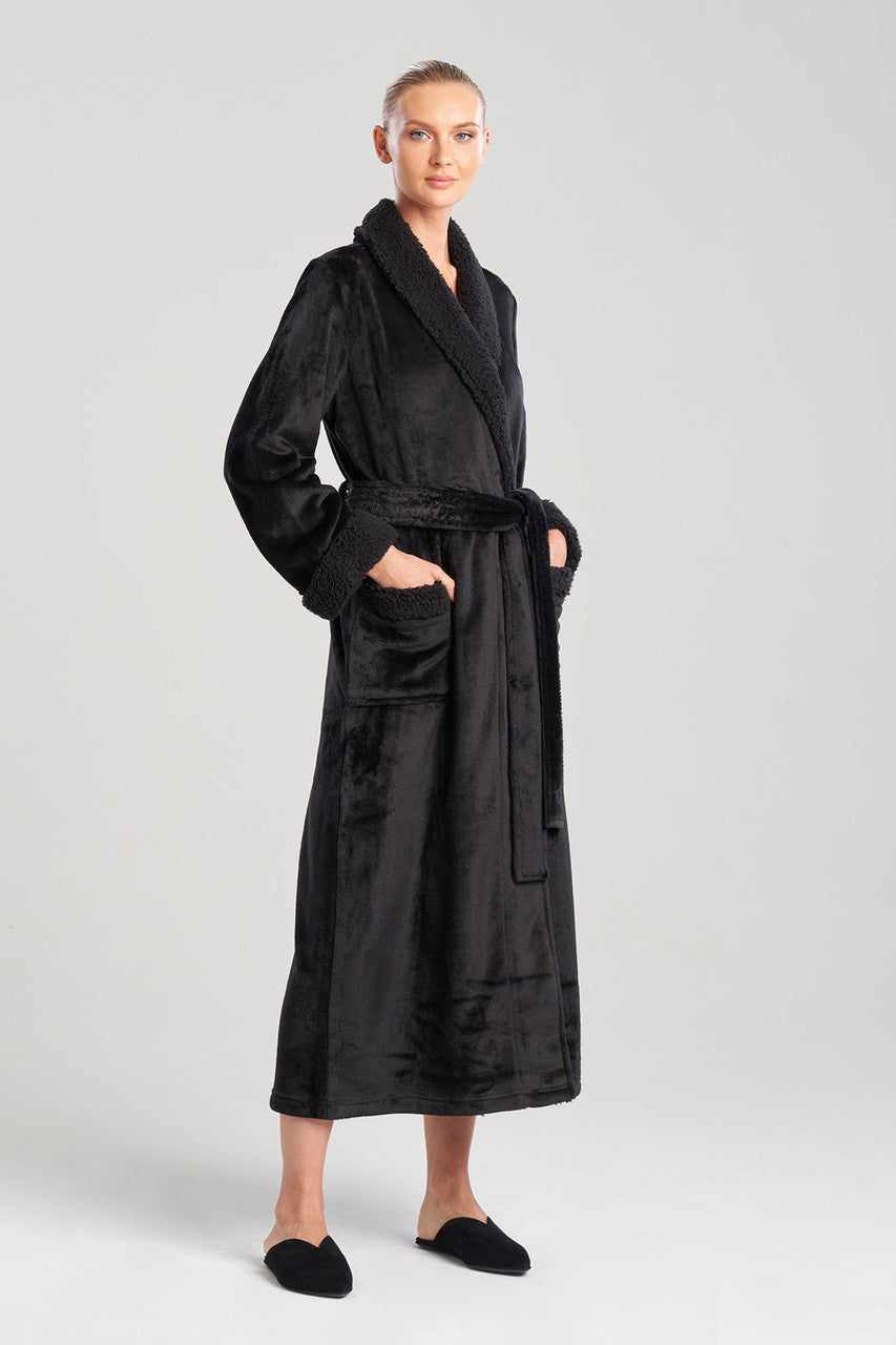 NATORI Buy Plush Sherpa Robe in Black Online