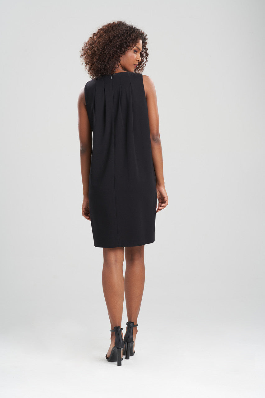 NATORI Buy Light Weight Ponte Pleated Shift Dress in Black Online