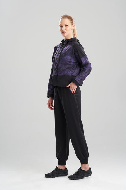 NATORI Buy Interlocked Full Zip Hoodie in Purple Black Online