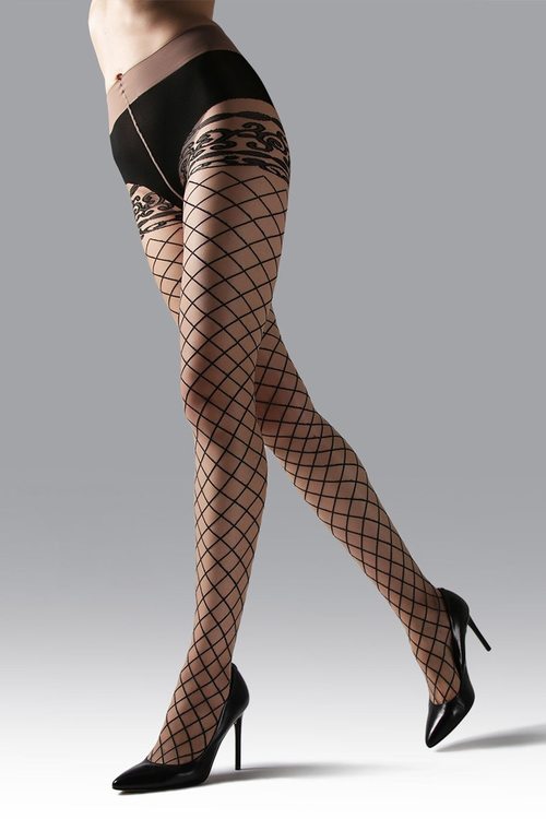 NATORI Buy Scroll Sheer Tights in Nude/Black Online
