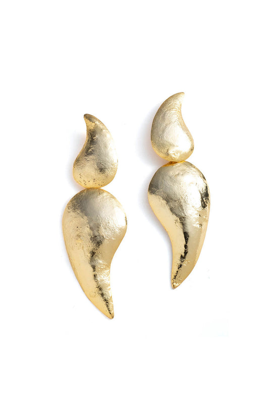 NATORI Buy Gold Plated Brass Two Teardrop Earrings in Gold Online