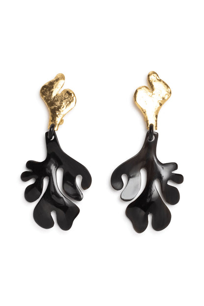 NATORI Buy Gold Plated Leaf Long Two Tone Earrings in Gold Online
