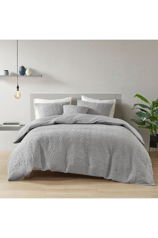 NATORI Buy Origami 3 Piece Grey Comforter Mini Set in Grey Online