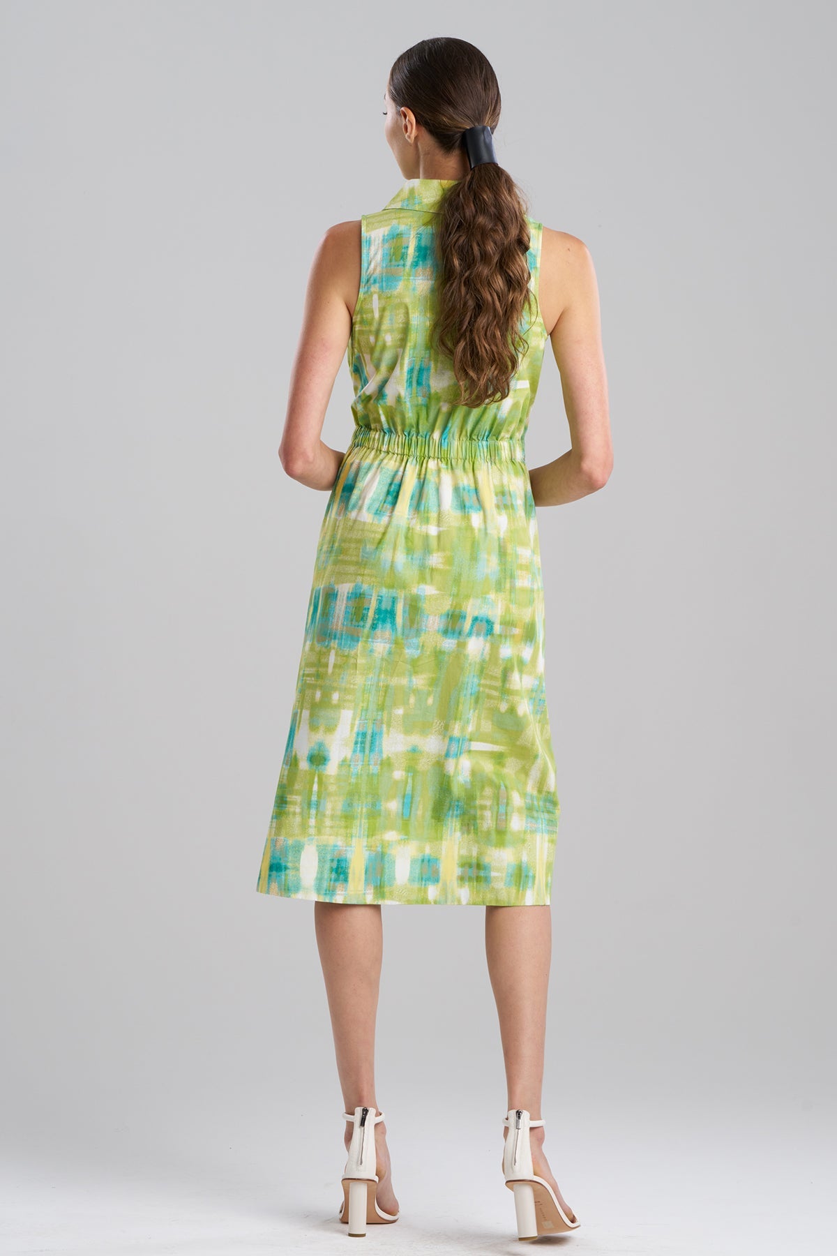 NATORI Plaids Cotton Poplin Halter Button Down Dress