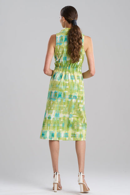 NATORI Plaids Cotton Poplin Halter Button Down Dress