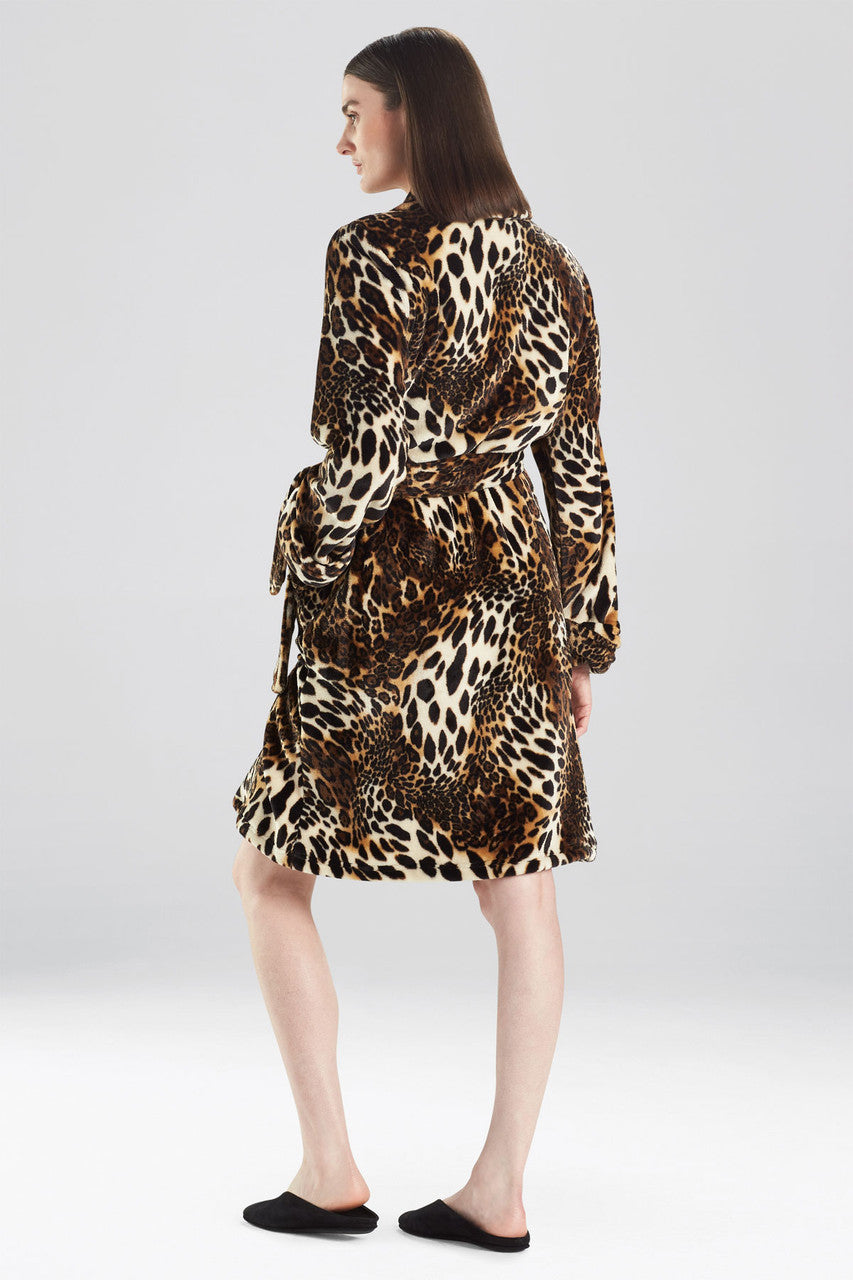 NATORI Buy Plush Leopard Cozy Robe in Chestnut Online