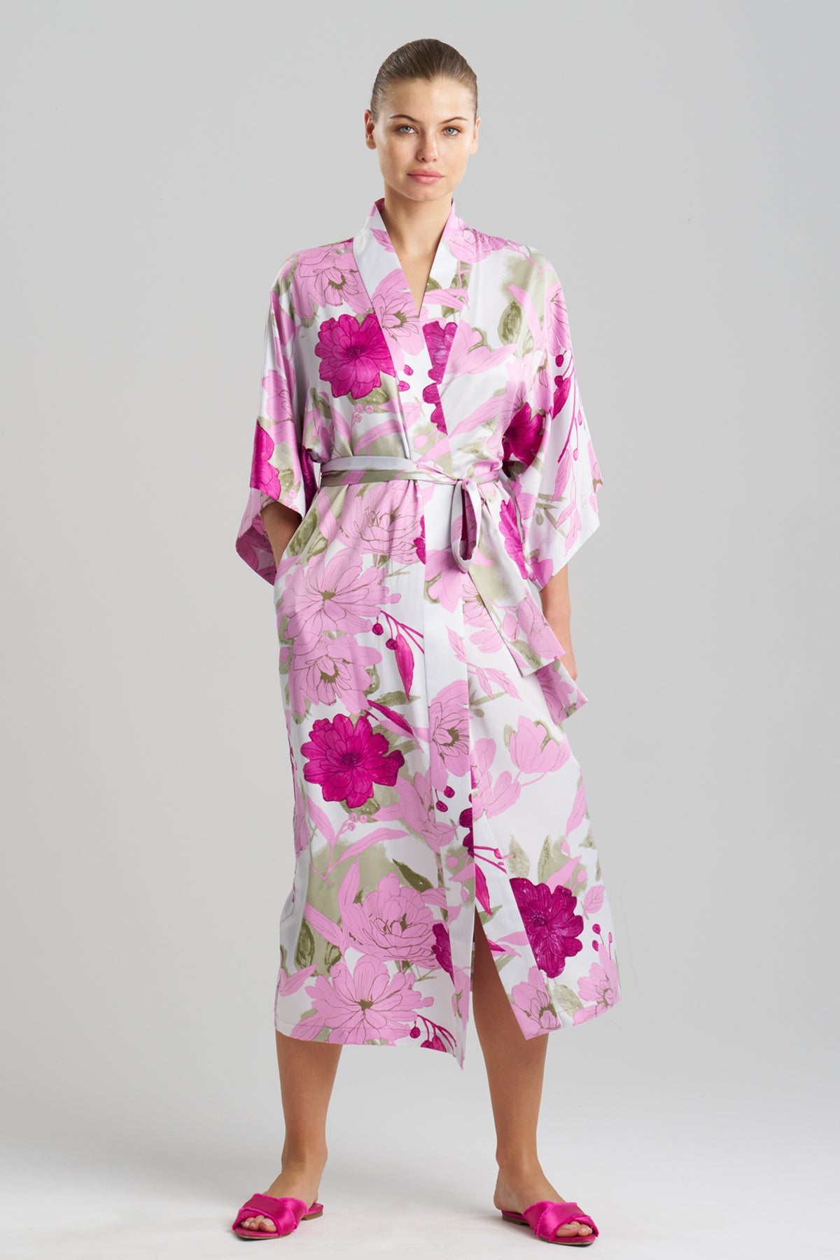 NATORI Buy Peony Blossom Kimono Robe in Pink Multi Online