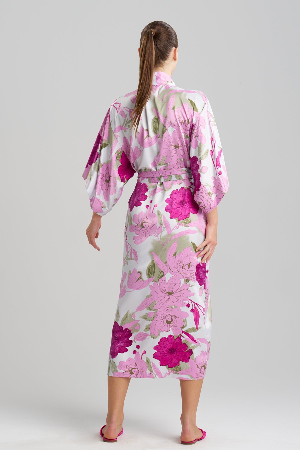 NATORI Buy Peony Blossom Kimono Robe in Pink Multi Online