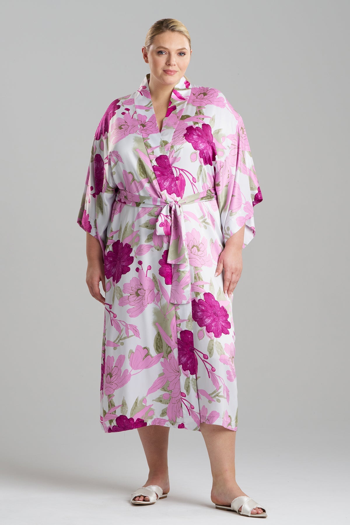 NATORI Buy Peony Blossom Kimono Robe in Pink Multi Online
