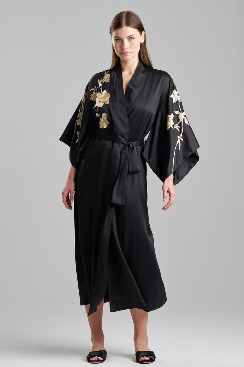 NATORI Buy Peony Blossom Embroidery Robe in Black Online