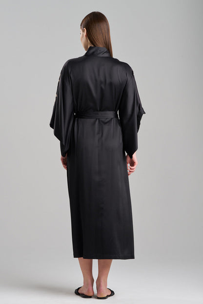 NATORI Buy Peony Blossom Embroidery Robe in Black Online