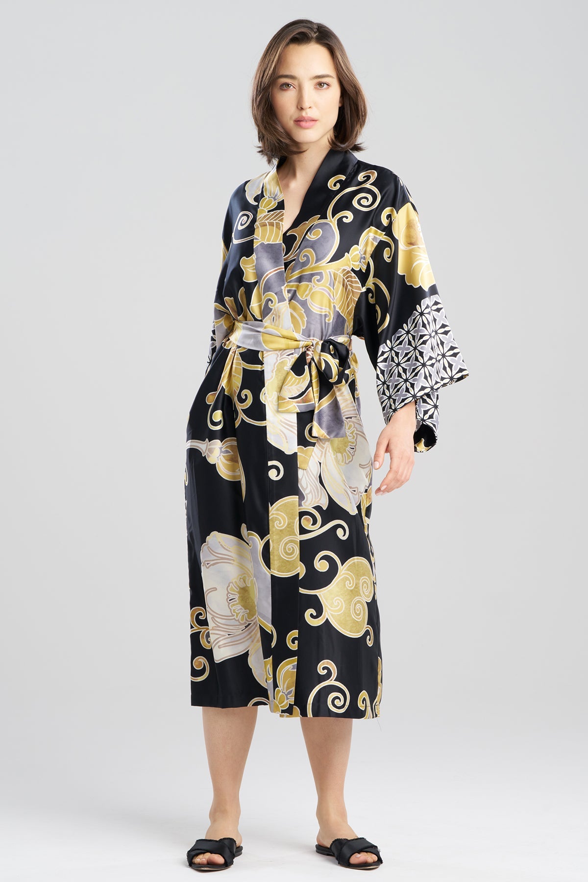 NATORI Deco Printed Charmeuse Robe