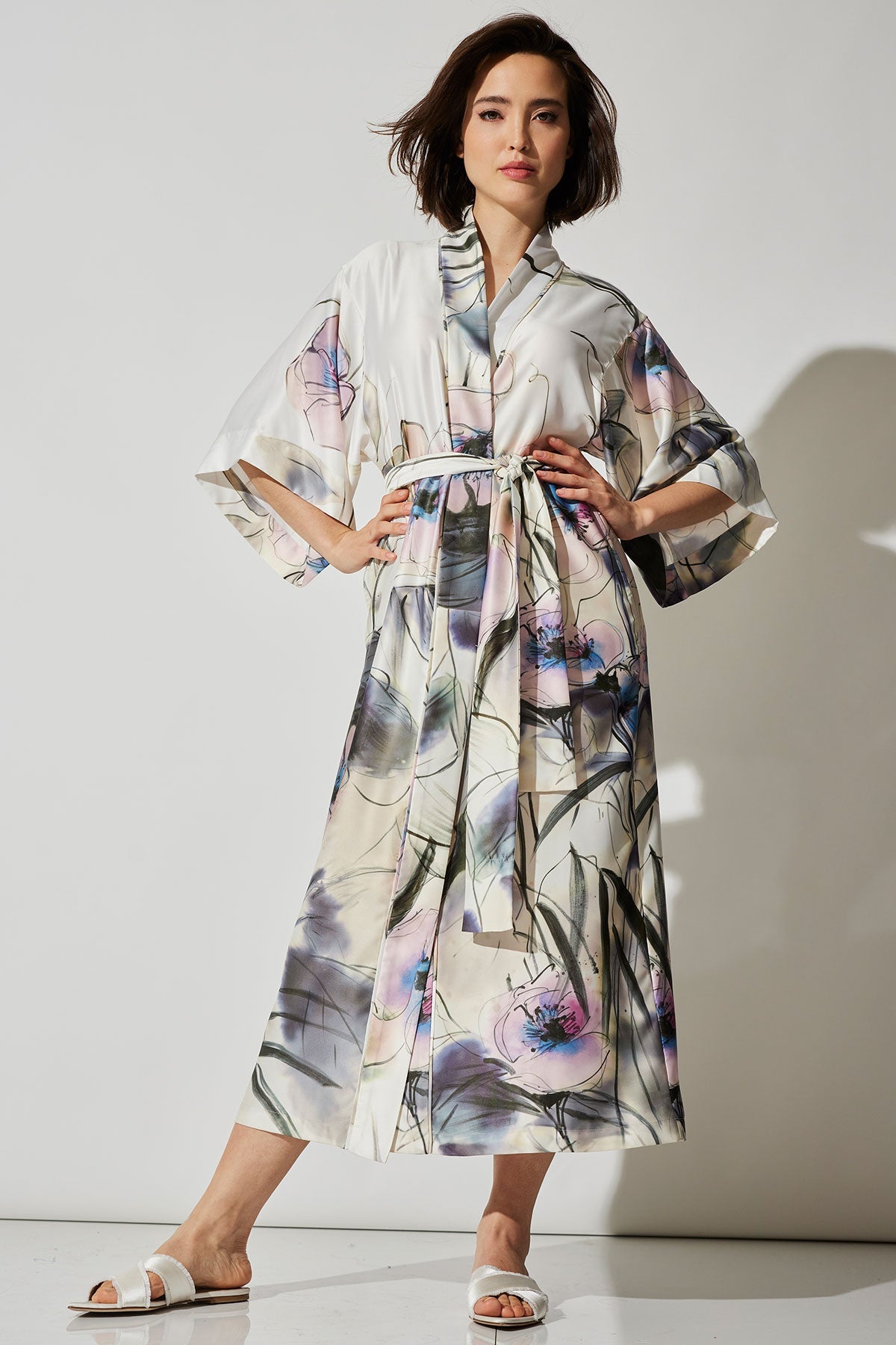 NATORI Hiyaku Printed Charmeuse Robe