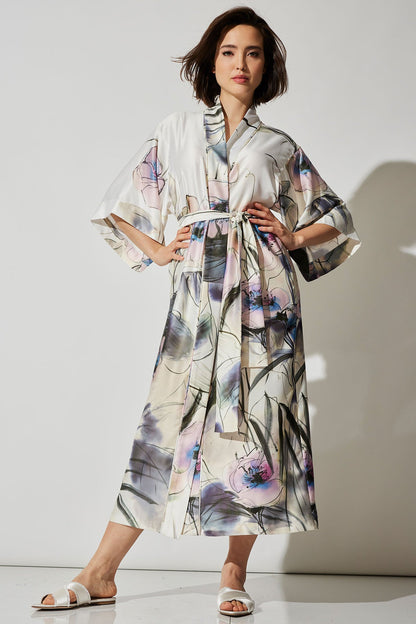 NATORI Hiyaku Printed Charmeuse Robe